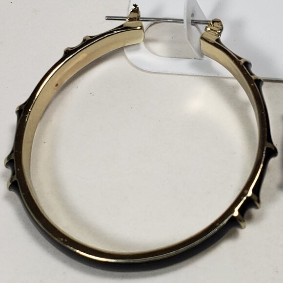 Stunning Charming Charlie Gold-Tone & Black Hoop Chunky Drop Earrings for Women - Picture 3 of 7